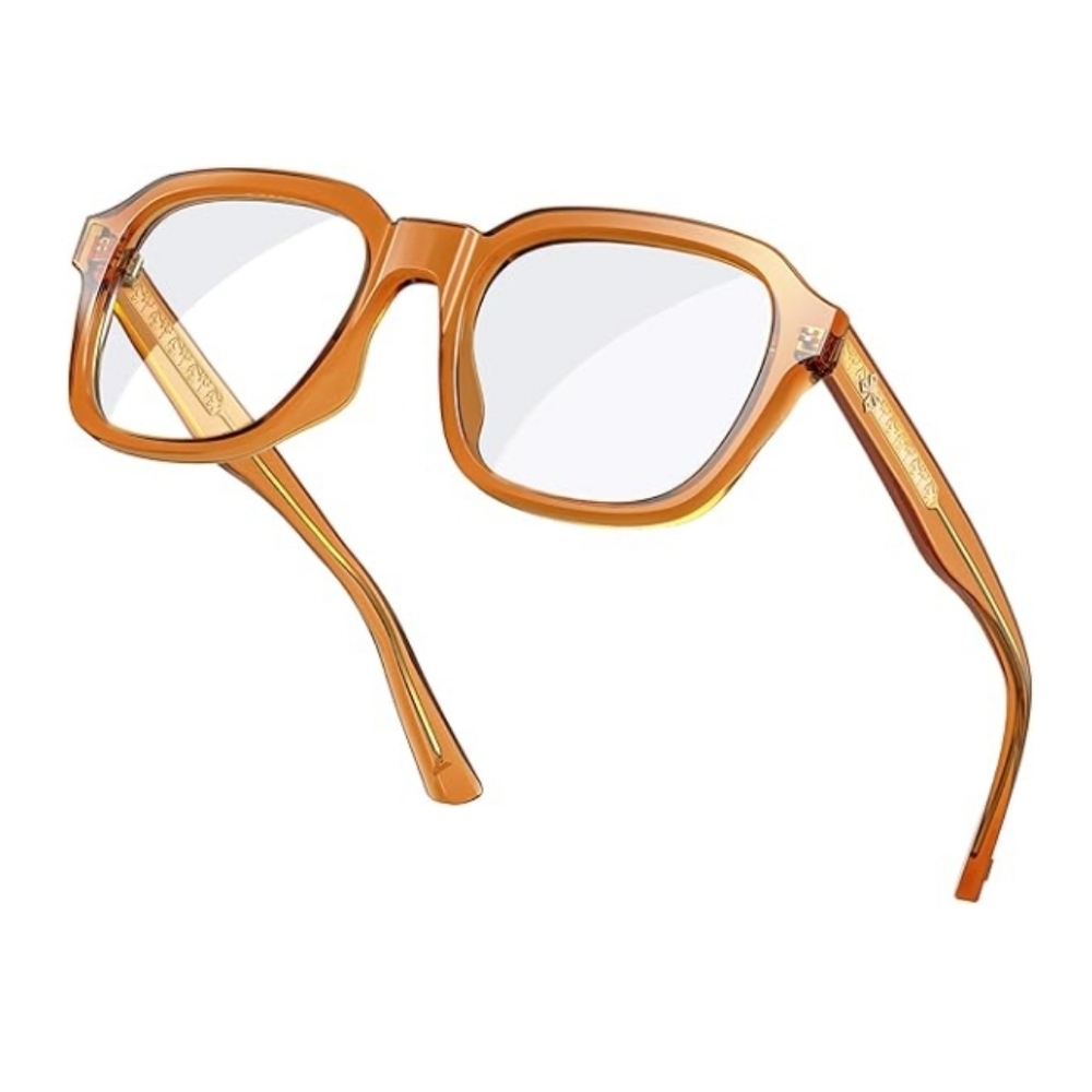 Oversized Square Blue Light Blocking Glasses Computer Brown Frame Eyewear - Picture 9 of 9